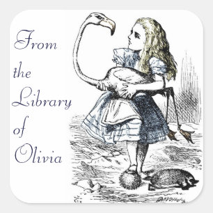 Alice und der Flamingo Quadratischer Aufkleber