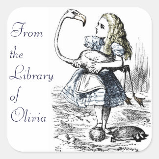 Alice und der Flamingo Quadratischer Aufkleber