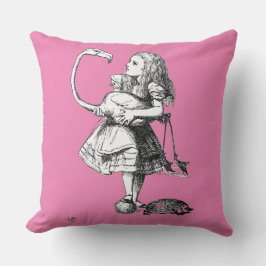 Alice und der Flamingo (rosiger Hintergrund) Kissen
