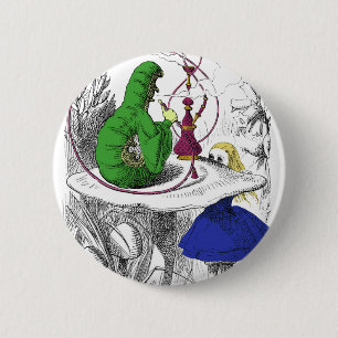 Alice und der Raupe Button