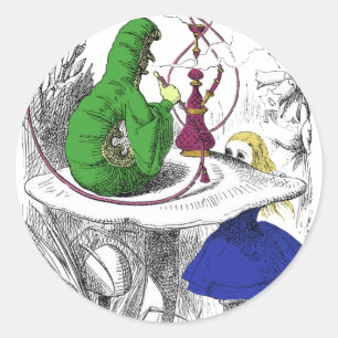 Alice und der Raupe Runder Aufkleber