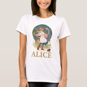 ALICE UND DER ROSA FLAMINGO SPIELEN CROQUET T-Shirt