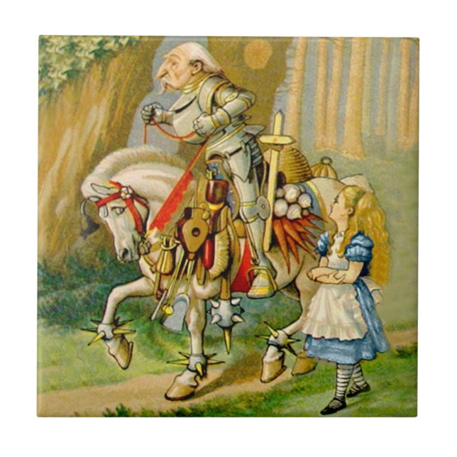 Alice und der weiße Ritter im Märchenland Fliese (Vorderseite)