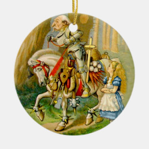 Alice und der weiße Ritter im Märchenland Keramik Ornament