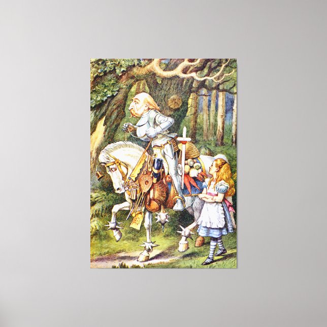 Alice und der Weiße Ritter im Wunderland Leinwanddruck (Vorderseite)