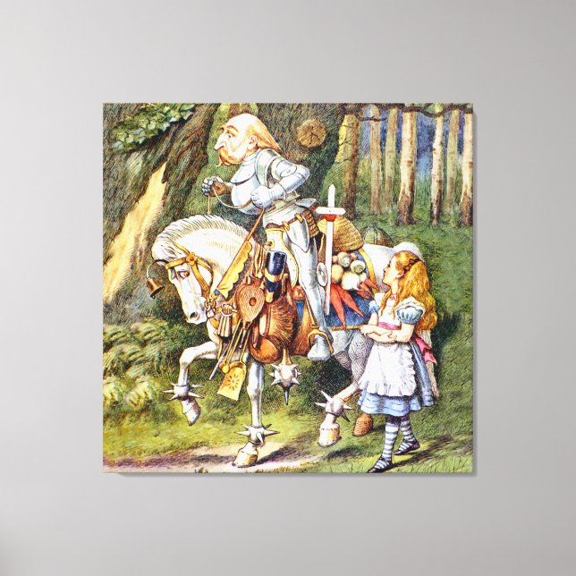 Alice und der Weiße Ritter im Wunderland Leinwanddruck (Vorderseite)