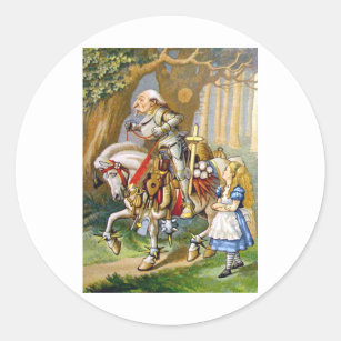 Alice und der Weiße Ritter im Wunderland Runder Aufkleber