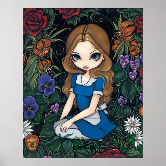 Alice und die Blume Art Print - in Wunderland Poster (Vorne)