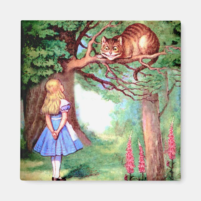 Alice und die Cheshire Cat in Wonderland Magnet (Vorne)