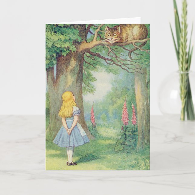 Alice und die Cheshire Cat Karte (Vorderseite)
