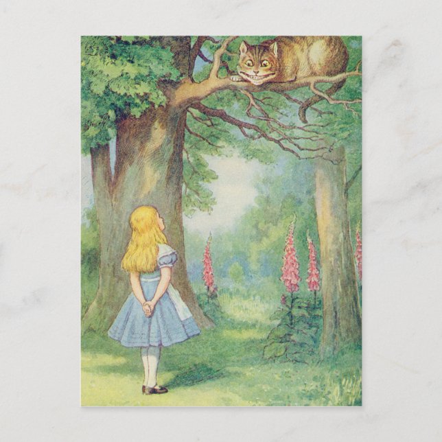 Alice und die Cheshire Cat Postkarte (Vorderseite)