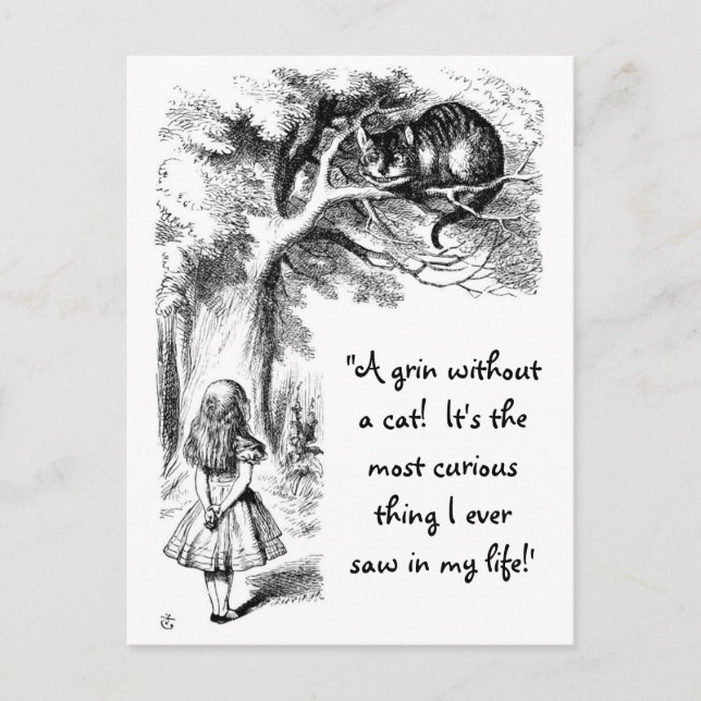 Alice und die Cheshire Cat Postkarte (Vorderseite)