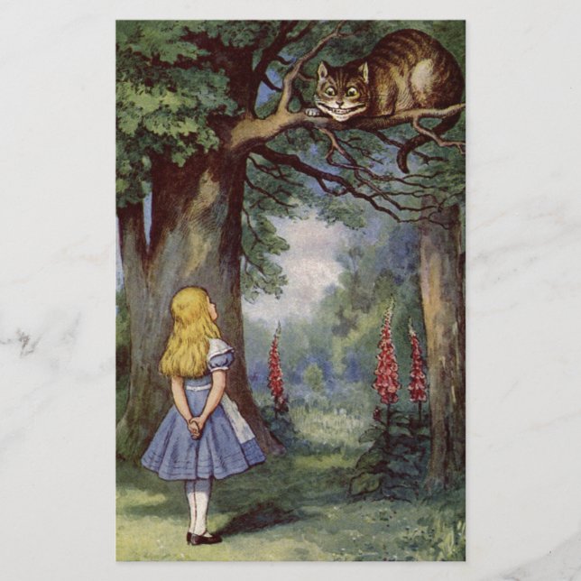 Alice und die Cheshire-Katze Briefpapier (Vorderseite)
