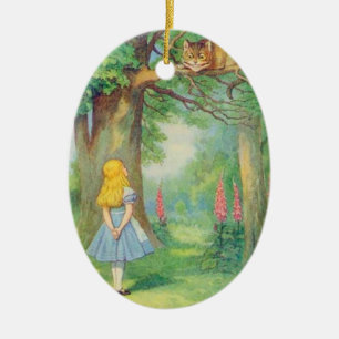 Alice und die Cheshire-Katze Farbe Keramikornament