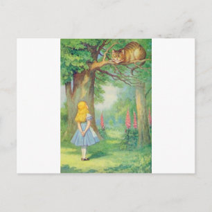 Alice und die Cheshire-Katze Farbe Postkarte
