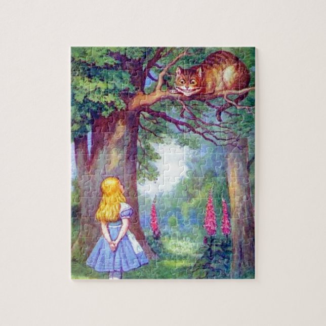 Alice und die Cheshire-Katze farbenreich Puzzle (Vertikal)