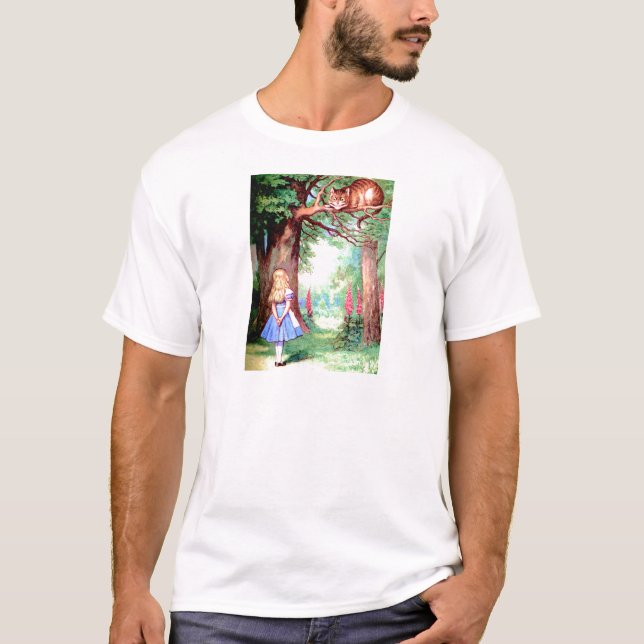 Alice und die Cheshire-Katze im Märchenland T-Shirt (Vorderseite)