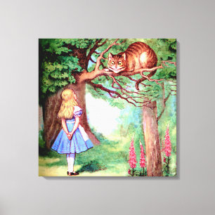 Alice und die Cheshire-Katze in Wonderland Leinwanddruck