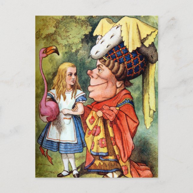 Alice und die Herzogin Play Flamingo Croquet Postkarte (Vorderseite)
