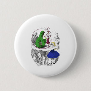 Alice und die Raupe Button