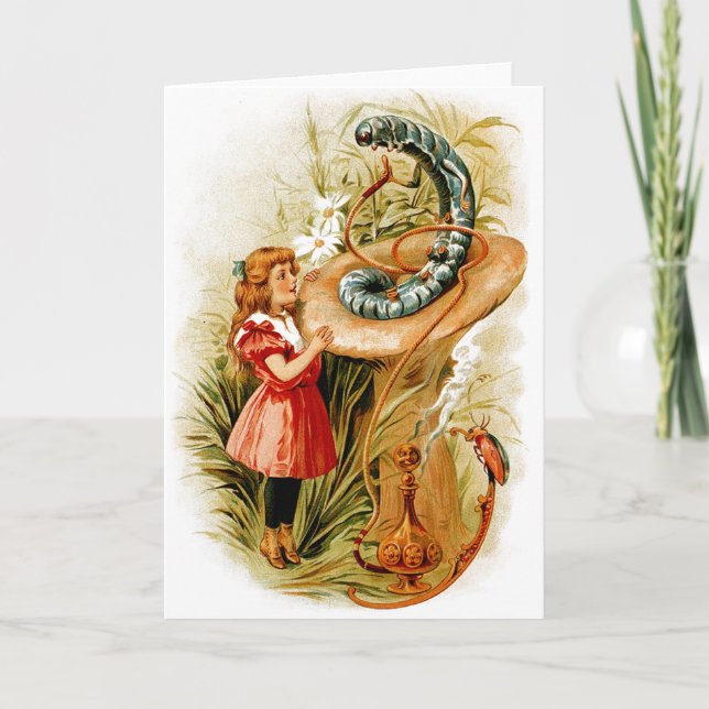 Alice und die Raupe Grußkarten Karte (Vorderseite)