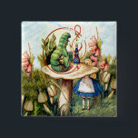 Alice und die Raupe im Wunderland Button<br><div class="desc">Alice und die Raupe von Alice's Abenteuer im Wunderland.</div>