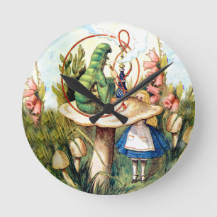 Alice und die Raupe im Wunderland Runde Wanduhr