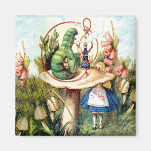 Alice und die Raupe in Wonderland Magnet