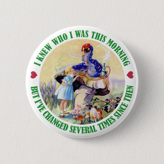ALICE UND DIE RAUPEN BUTTON (Vorderseite)