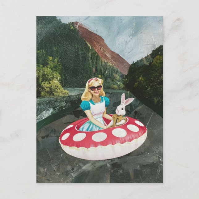Alice und die Retro-Collage des Weißen Kanals Postkarte (Vorderseite)