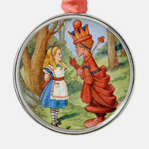 Alice und die rote Königin im Märchenland Silbernes Ornament