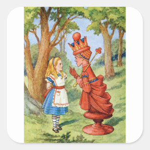 Alice und die Rote Königin im Wunderland Quadratischer Aufkleber