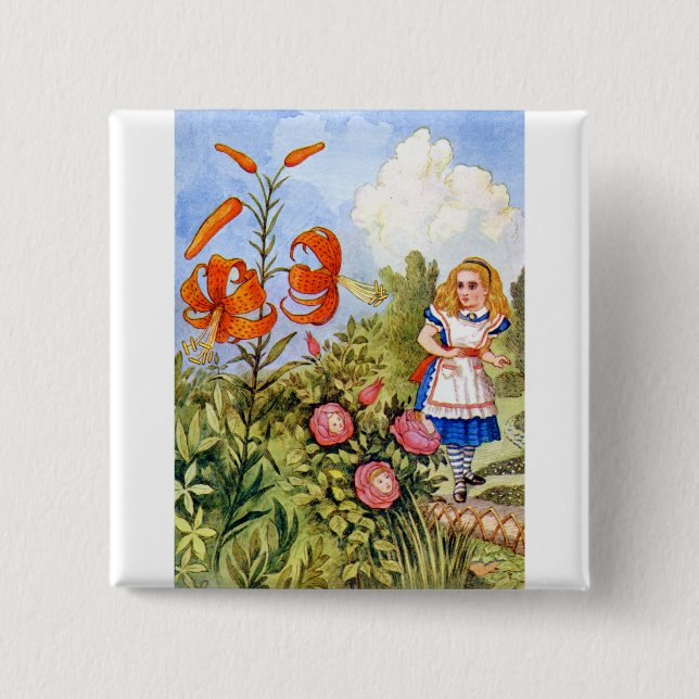 Alice und die Talking-Blume in Wonderland Button (Vorderseite)