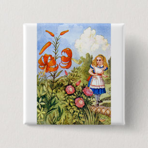 Alice und die Talking-Blume in Wonderland Button