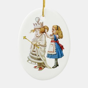 Alice und die Weiße Königin in Wonderland Keramikornament