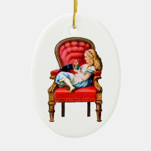 Alice und Dinah aus Alice hinter den Spiegeln Keramik Ornament