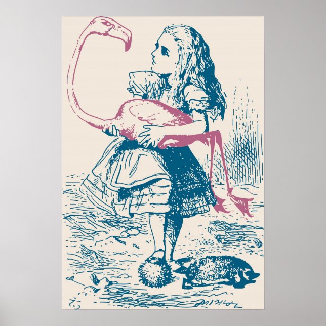 Alice und Flamingo Croquet Mallet Poster (Vorne)