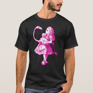 Alice und Flamingo schwärzten Rosa mit Tinte T-Shirt