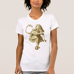 Alice und Flamingo schwärzten Sepia mit Tinte T-Shirt