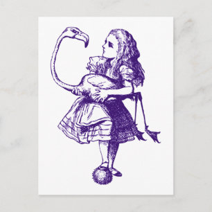 Alice und Flamingo tätowiert Lila Postkarte