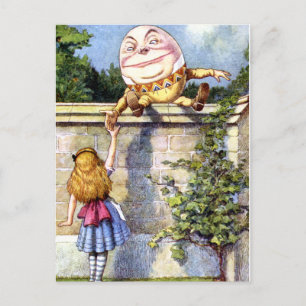 Alice und Humpty Dumpty im Wunderland Postkarte
