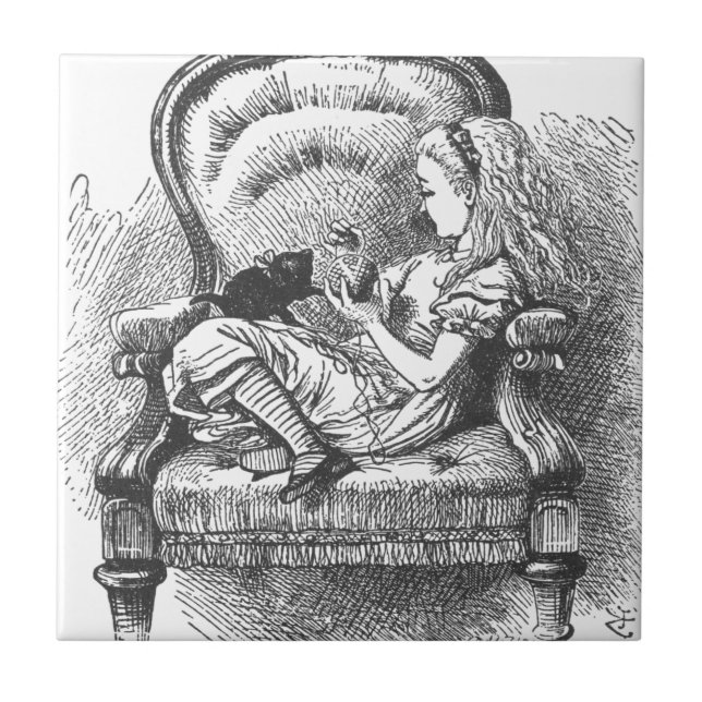 Alice und ihr Kätzchen Fliese (Vorderseite)