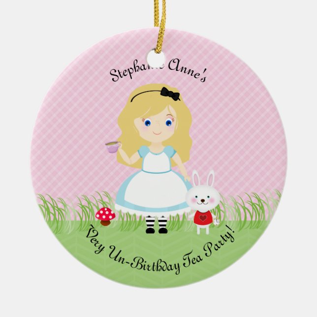 Alice und ihr Tea-Party Keramikornament (Vorne)