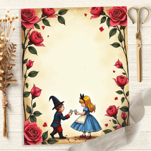 Alice und Karten Rosen Rand Scrapbook Papier