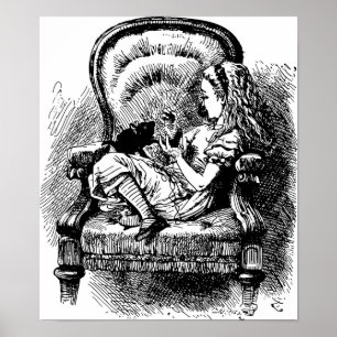 Alice und Kitten Illustration Poster