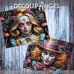 Alice und Mad Hatter Decoupage Seidenpapier