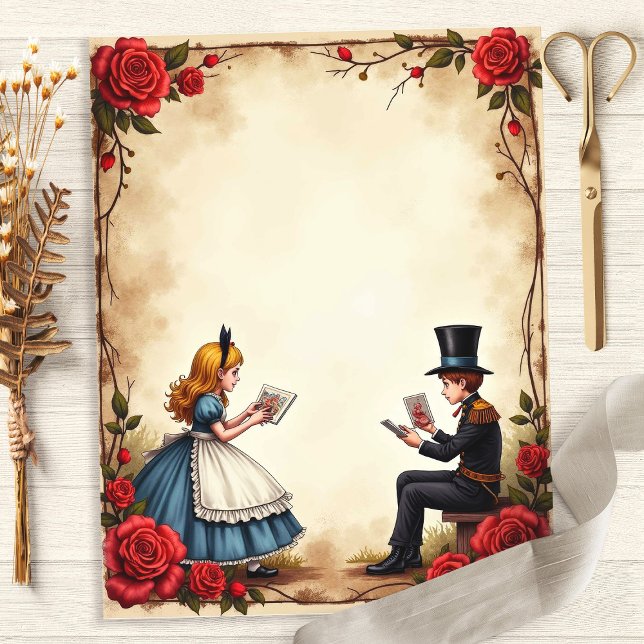 Alice und Mad Hatter Reading Scrapbook Paper (Von Creator hochgeladen)