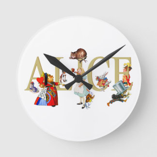 Alice und Märchenland und Freunde Runde Wanduhr