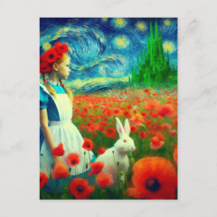 Alice und Rabbit betreten Oz Fantasy Postkarte