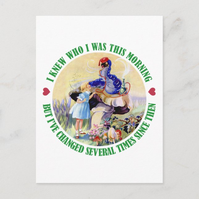 ALICE UND RAUPE POSTKARTE (Vorderseite)